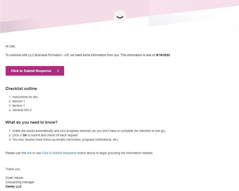 First email example