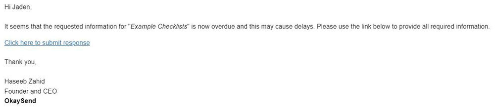 Overdue email example