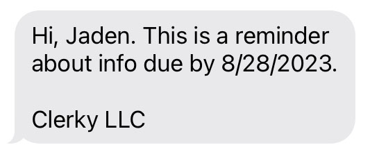 Follow-up reminder SMS example